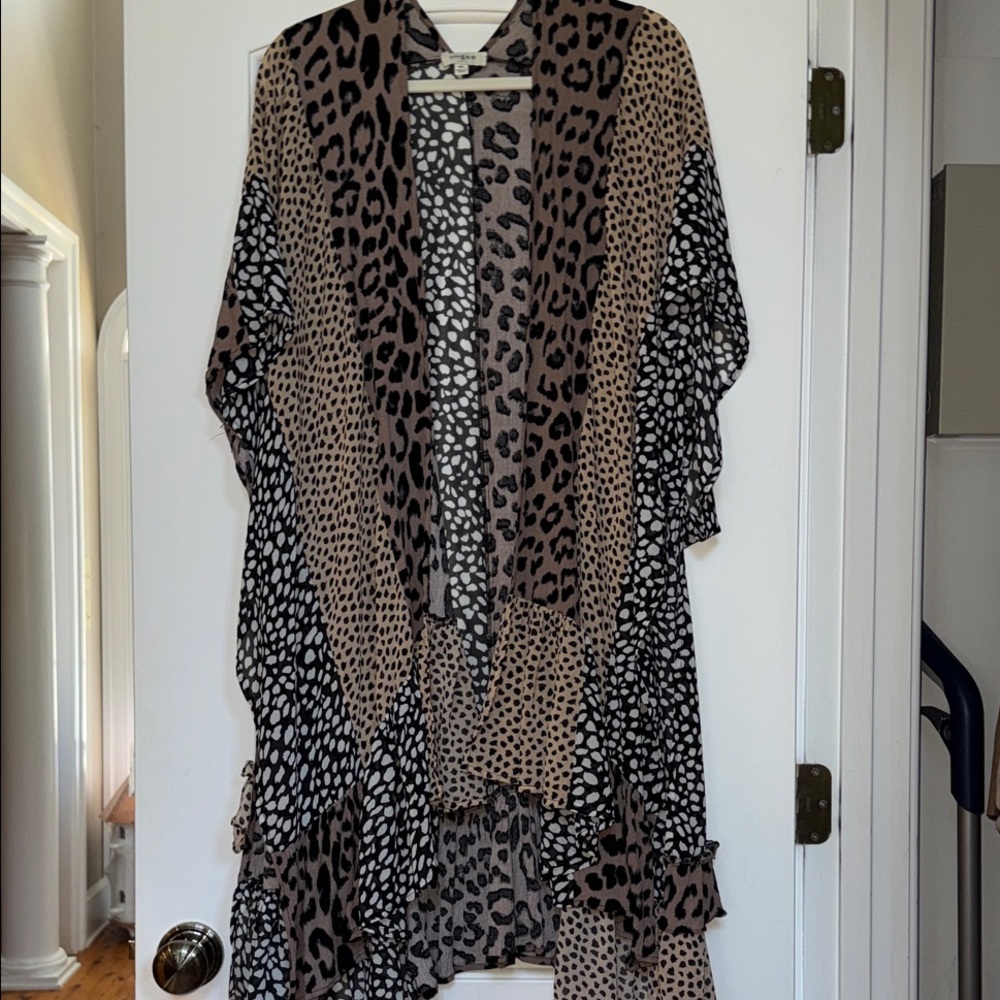 Umgee Leopard Print Open Front Kimono